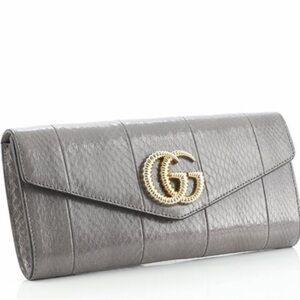 ❌SOLD❌ Gucci Gray Python GG Marmont Clutch